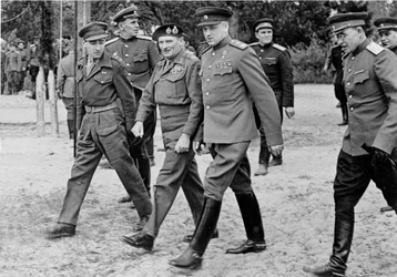 Field Marshall Bernard Montgomery with Marshal Rokossovsky, 10th May 1945